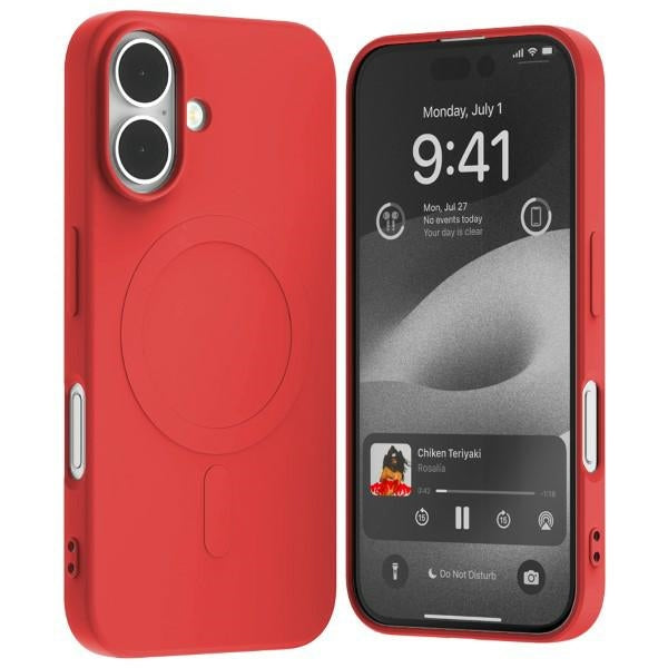 Силиконов калъф Mercury MagSafe за iPhone 16 6,1", червен