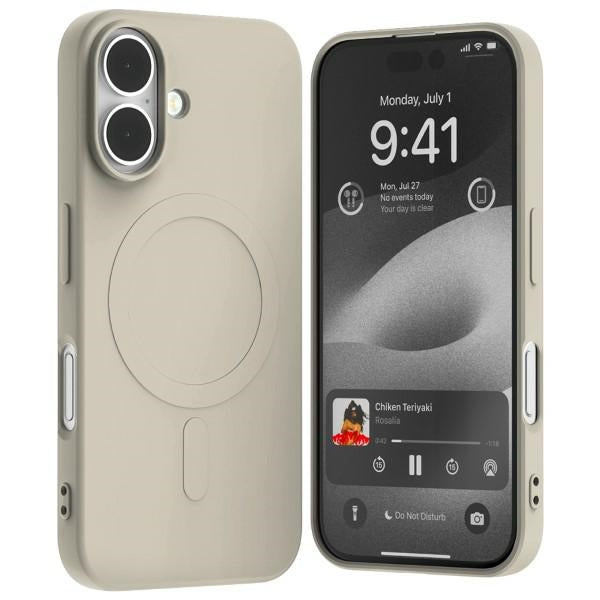 Силиконов калъф Mercury MagSafe за iPhone 16 6.1", каменен