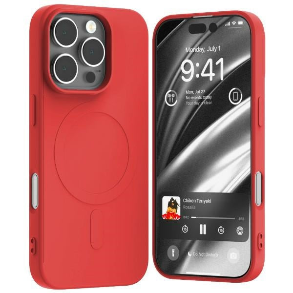Силиконов калъф Mercury MagSafe за iPhone 16Pro 6,3", червен