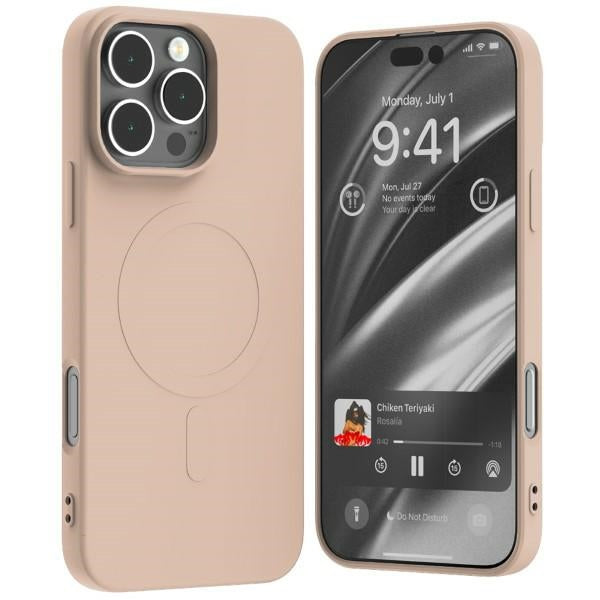 Силиконов калъф Mercury MagSafe за iPhone 16Pro Max 6,9", розово-песъчен