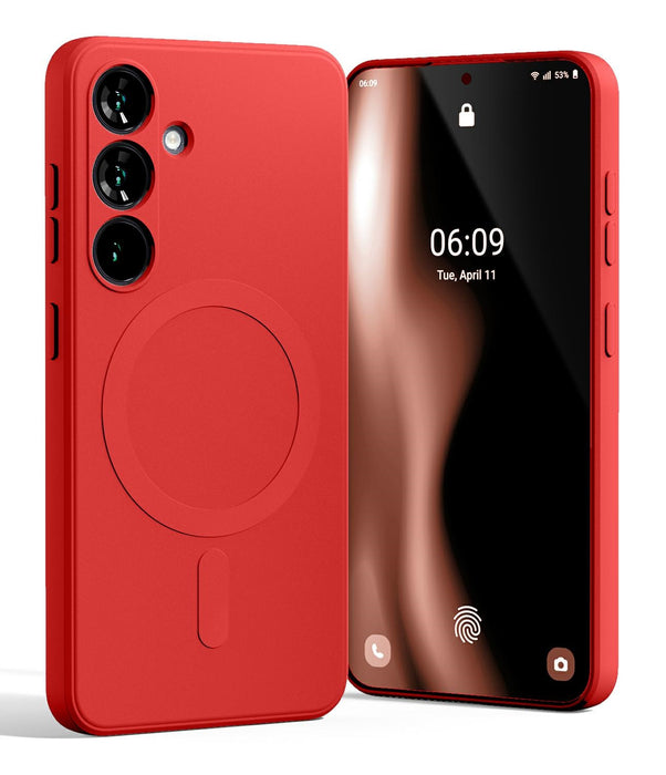 Силиконов калъф Mercury MagSafe Semi-Silicone за Samsung Galaxy S25, червен
