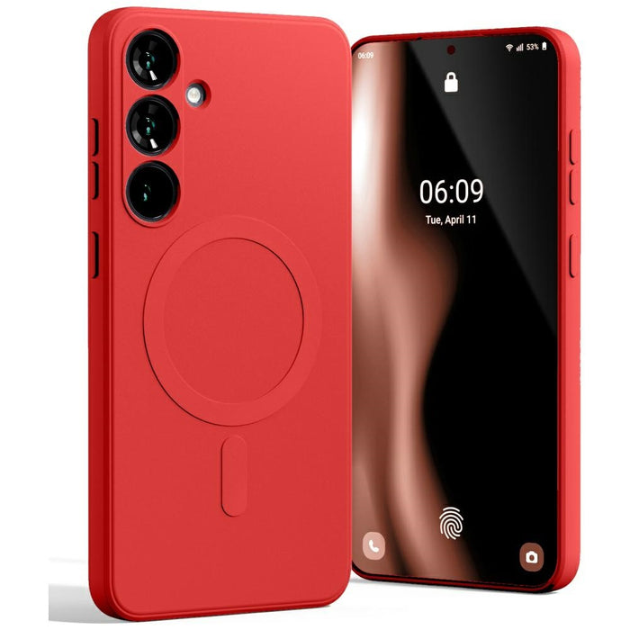 Силиконов калъф Mercury MagSafe Semi-Silicone за Samsung Galaxy S25+, червен