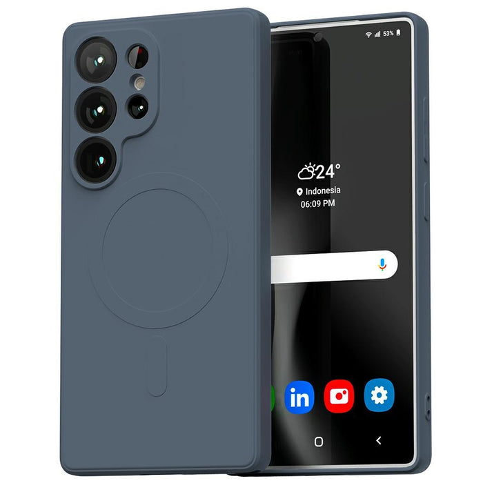 Силиконов калъф Mercury MagSafe Semi-Silicone за Samsung Galaxy S25 Ultra, тъмносинен