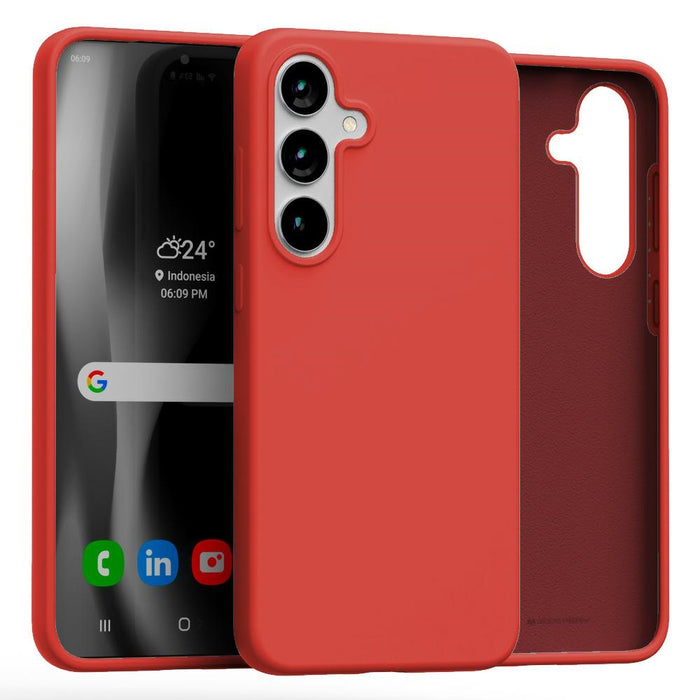 Силиконов калъф Mercury за Samsung S25+, червен