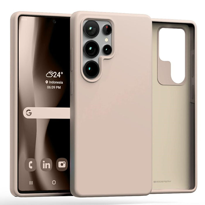 Силиконов калъф Mercury за Samsung Galaxy S25 Ultra, розово-пясъчен