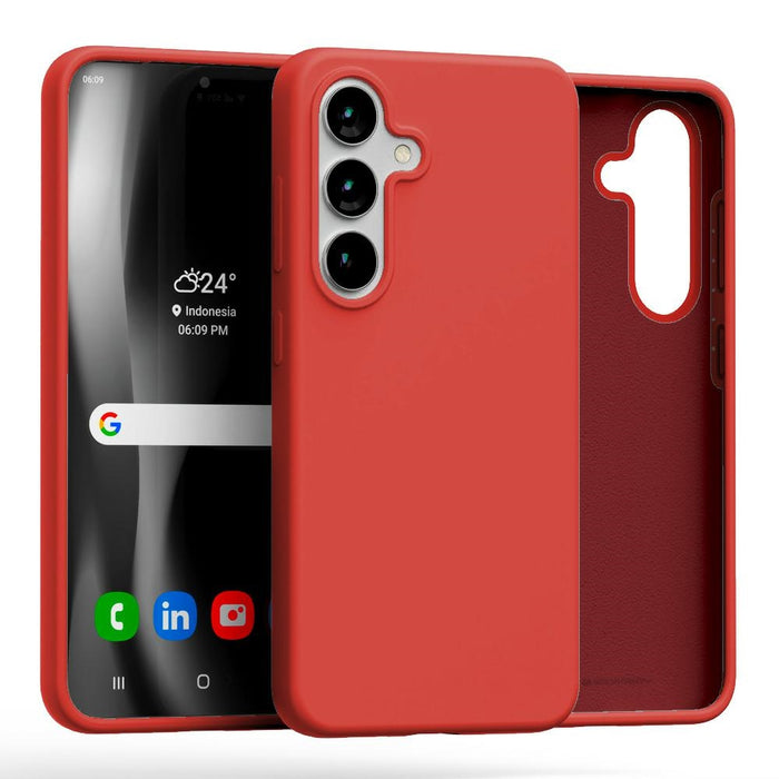 Силиконов калъф Mercury за Samsung S25, червен