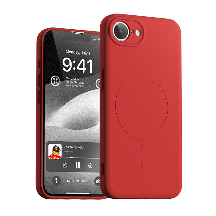 Силиконов калъф Mercury Semi-Silicone MagSafe за iPhone 16e / 17e, червен