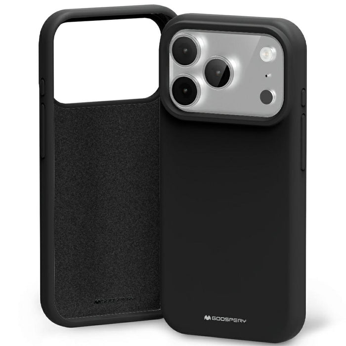 Силиконов калъф Mercury за iPhone 17 Pro, черен