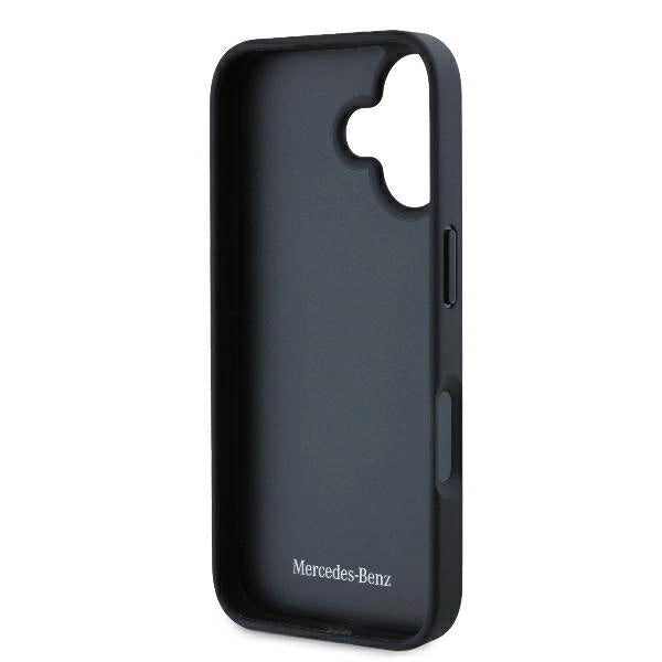 Кожен градски калъф Mercedes за iPhone 16 Plus - черен