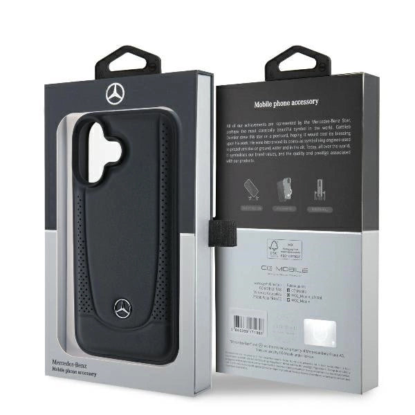 Кожен градски калъф Mercedes за iPhone 16 Plus - черен