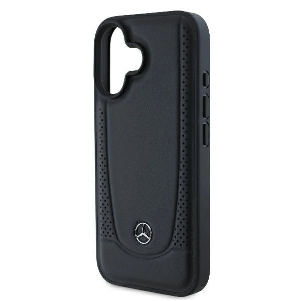 Кожен градски калъф Mercedes за iPhone 16 Plus - черен