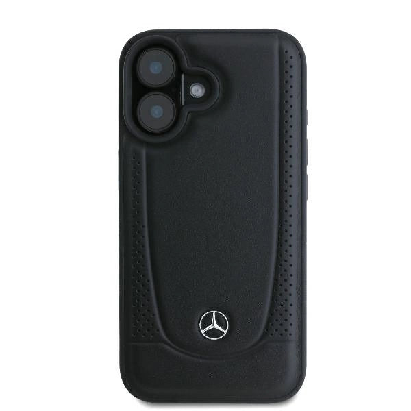 Кожен градски калъф Mercedes за iPhone 16 Plus - черен