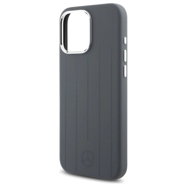 Силиконов калъф Mercedes Silicone Vertical Tonal Stripes MagSafe за iPhone 16 Pro Max - сив