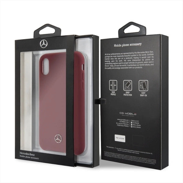 Калъф Mercedes Silicone Line iPhone X/XS - червен