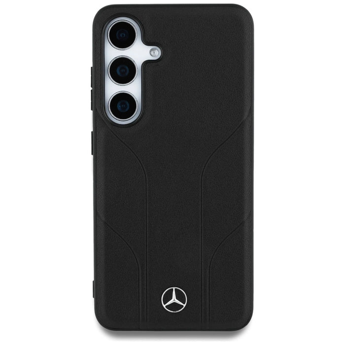 Калъф Mercedes Leather Debossed Lines MagSafe за Samsung Galaxy S25 - черен