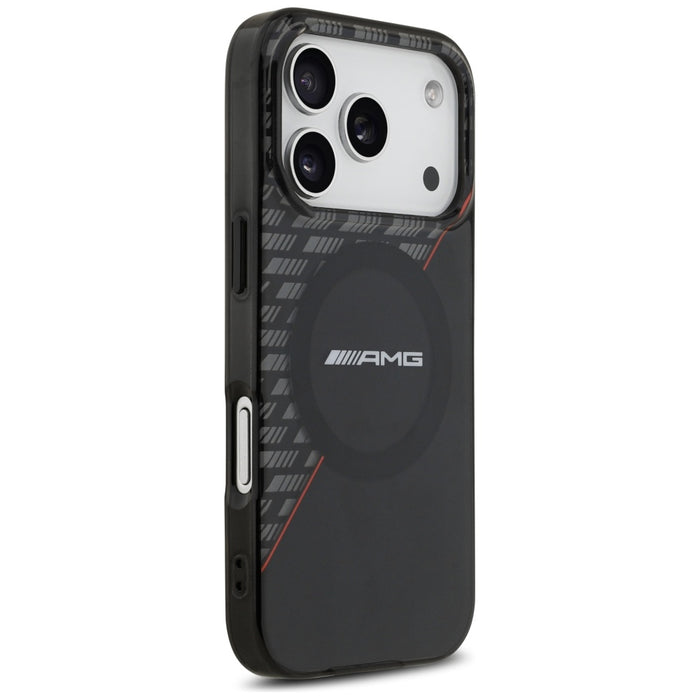 AMG двуслоен прозрачен ромбовиден калъф MagSafe за iPhone 17 Pro - черен и червен