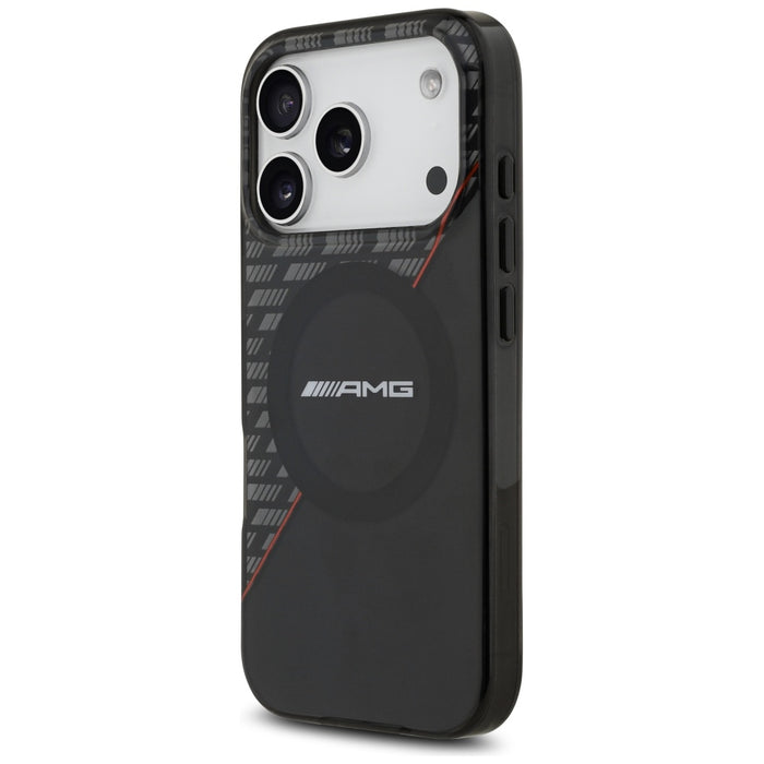 AMG двуслоен прозрачен ромбовиден калъф MagSafe за iPhone 17 Pro - черен и червен