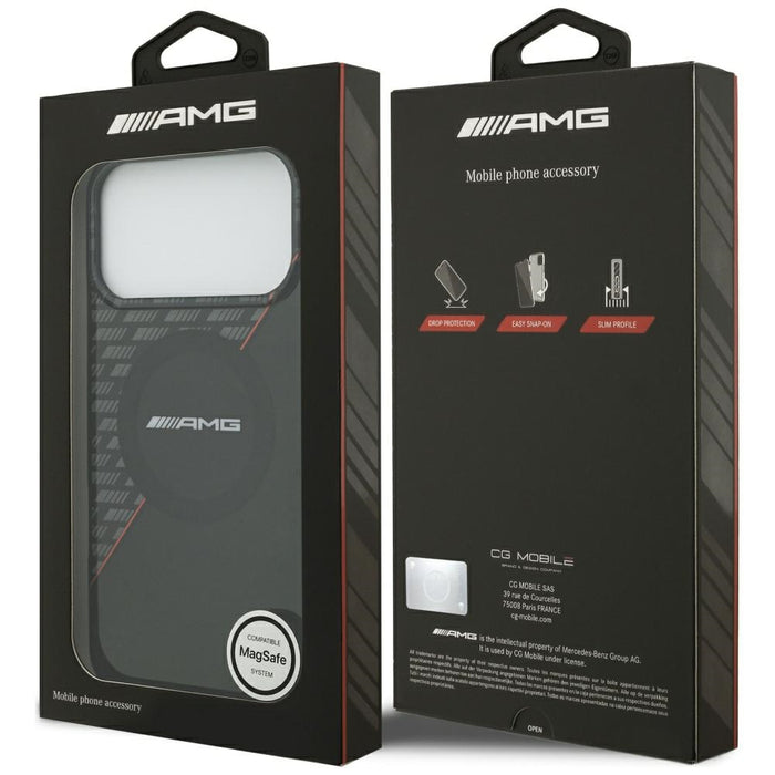 Калъф AMG Double Layer Transparent Rhombs MagSafe за iPhone 17 Pro Max - черен и червен