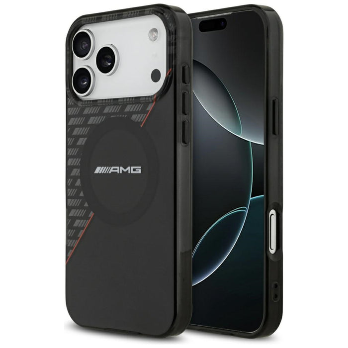 Калъф AMG Double Layer Transparent Rhombs MagSafe за iPhone 17 Pro Max - черен и червен