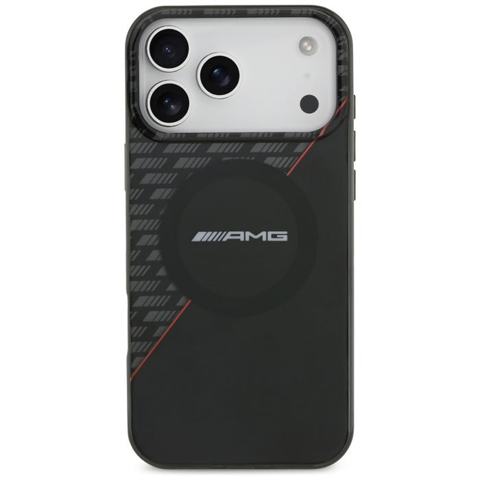 Калъф AMG Double Layer Transparent Rhombs MagSafe за iPhone 17 Pro Max - черен и червен