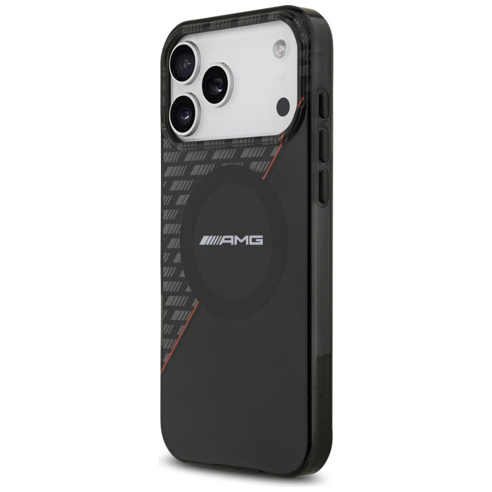 Калъф AMG Double Layer Transparent Rhombs MagSafe за iPhone 17 Pro Max - черен и червен