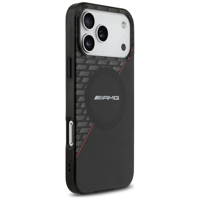 Калъф AMG Double Layer Transparent Rhombs MagSafe за iPhone 17 Pro Max - черен и червен