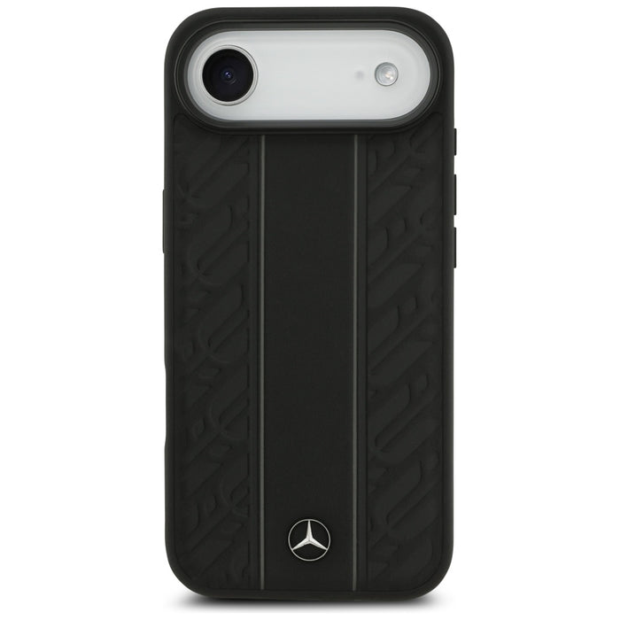 Калъф Mercedes Leather Laurel Leaves Stripes MagSafe Case за iPhone 17 Air - черен