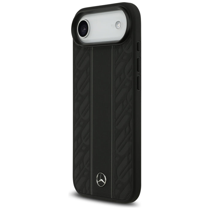 Калъф Mercedes Leather Laurel Leaves Stripes MagSafe Case за iPhone 17 Air - черен