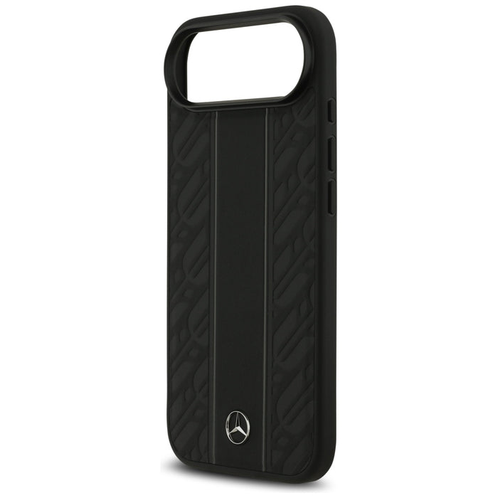 Калъф Mercedes Leather Laurel Leaves Stripes MagSafe Case за iPhone 17 Air - черен