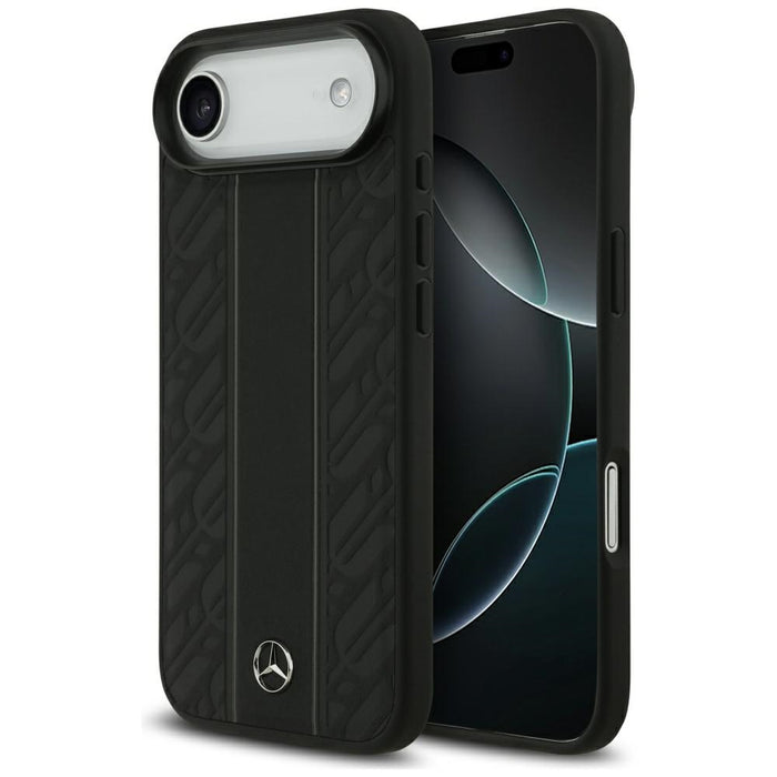 Калъф Mercedes Leather Laurel Leaves Stripes MagSafe Case за iPhone 17 Air - черен