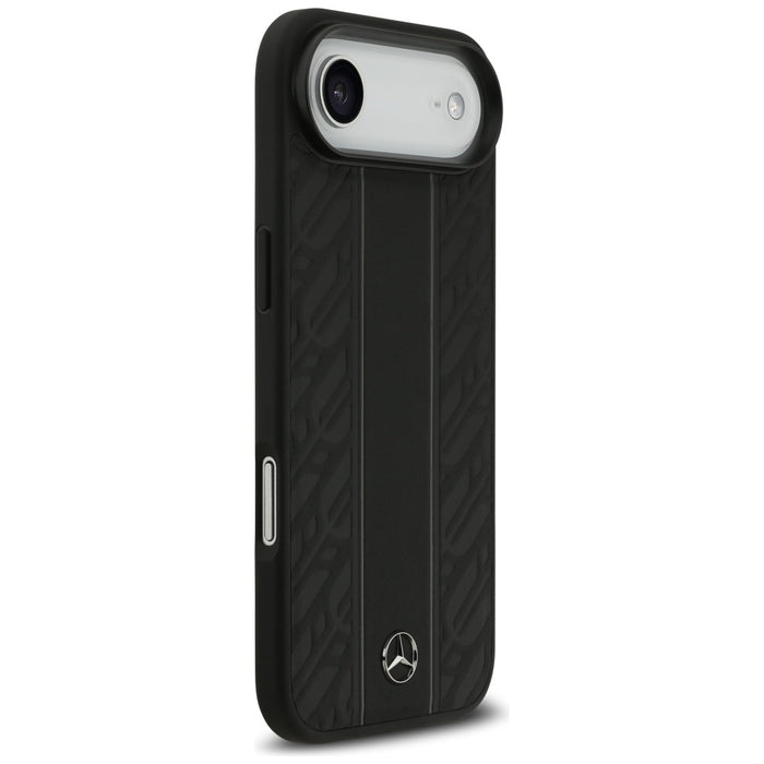 Калъф Mercedes Leather Laurel Leaves Stripes MagSafe Case за iPhone 17 Air - черен