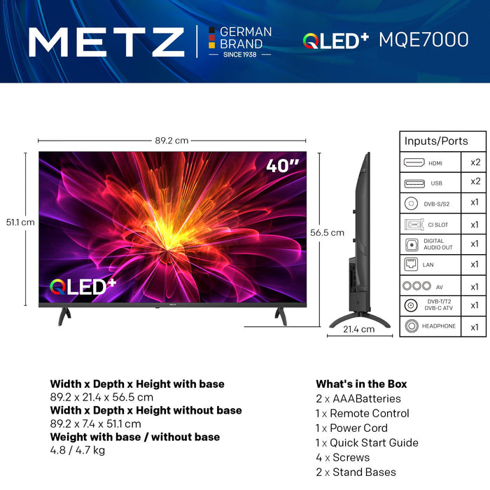 METZ 40MQE7000Z 40" QLED Full HD телевизор