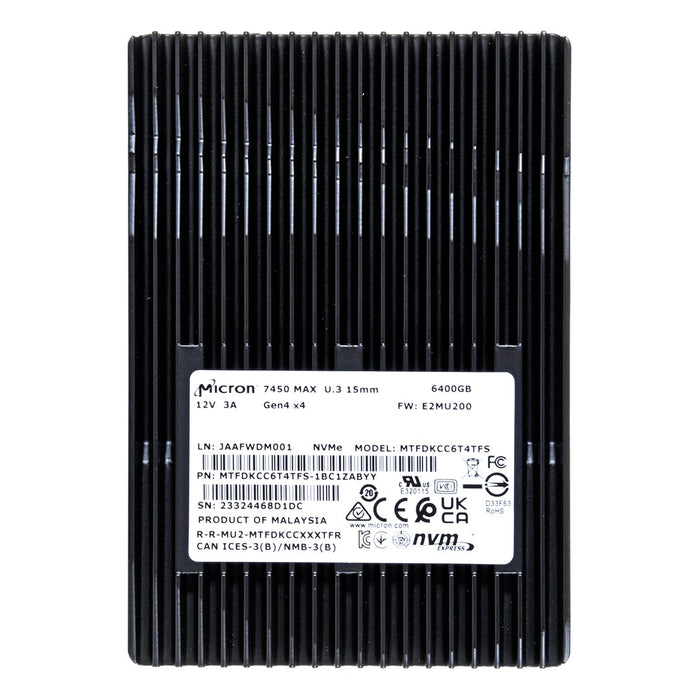 SSD Micron 7450 MAX 6.4TB U.3 (15 мм) NVMe PCI 4.0 MTFDKCC6T4TFS-1BC1ZABYYR (DWPD 3)