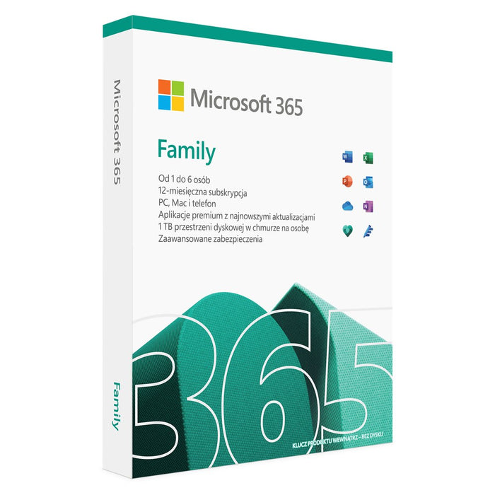 Microsoft 365 Family 1 x лиценз Абонамент Полски 1 година(и)