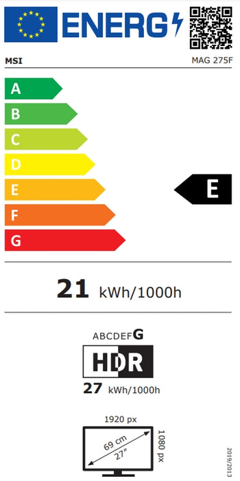 MSI MAG 275F, 27",180Hz, Rapid IPS, 0.5ms,1920x1080, Adaptive-Sync,80% DCI-P3, AG, 250 nist, 1000:1, 100M:1, DP(1.4), 2xHDMI(2.0b), Наклон -5/+20, VESA, 9S6-3CE21M-001
