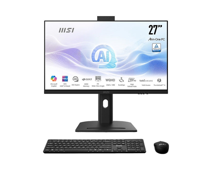 MSI AIO Modern AM273QP AI 1UM-078EU Intel Core 5 Processor 125H 27' IPS LED FHD Non-Touch Anti-Glare 16GB SSD1TB M.2 AX211 WiFi 6E Windows 11 Pro Черен