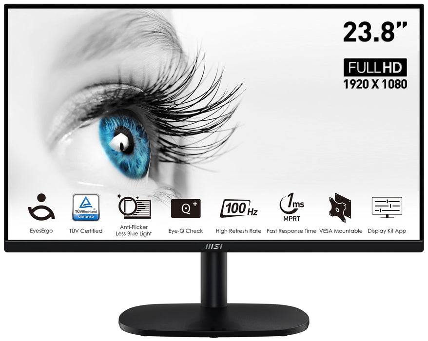 MSI Pro MP245V компютърен монитор 60,5 cm (23,8") 1920 x 1080 пиксела Full HD LCD черен