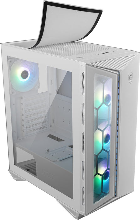 MSI MPG GUNGNIR 110R WHITE Mid Tower Gaming Computer Case 'Бял, 4x 120 mm ARGB вентилатор, 1 до 6 ARGB контролна платка, USB Type-C, закалено стъкло, център, ATX, mATX, mini-ITX'
