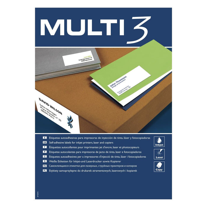 Стикери MULTI 3 Бял прав 500 Листи 70 x 35 mm (24 броя)