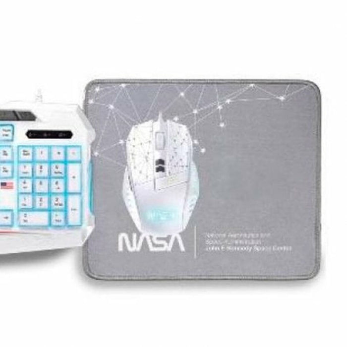 Клавиатура с мишка NASA ANDROMEDA4IN1-W Бял Многоцветен Испанска Qwerty
