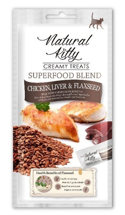 NATURAL KITTY Superfood Blend Пиле с черен дроб - лакомства за котки - 4 x 12g