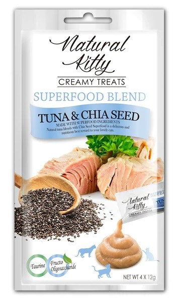 NATURAL KITTY Superfood Blend риба тон със семена от чиа - лакомства за котки - 4 x 12 g