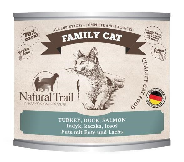 NATURAL TRAIL Family Cat Турция, патица, сьомга - мокра котешка храна - 200гр