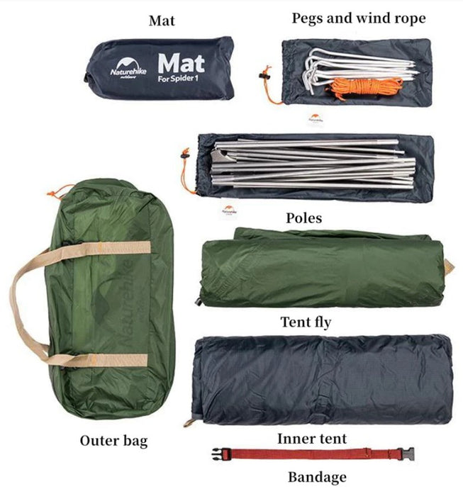 Палатка за колоездене Naturehike Ultralight 1 NH18A095-D-orange