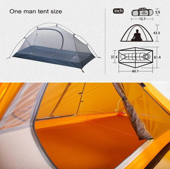 Палатка за колоездене Naturehike Ultralight 1 NH18A095-D-orange