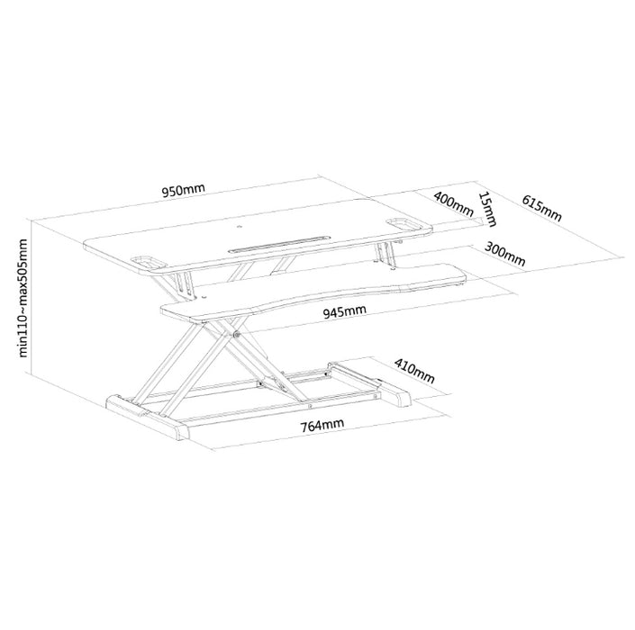 Neomounts Workstation - работно място седнало и изправено (регулиране на височината: 11-51 см)