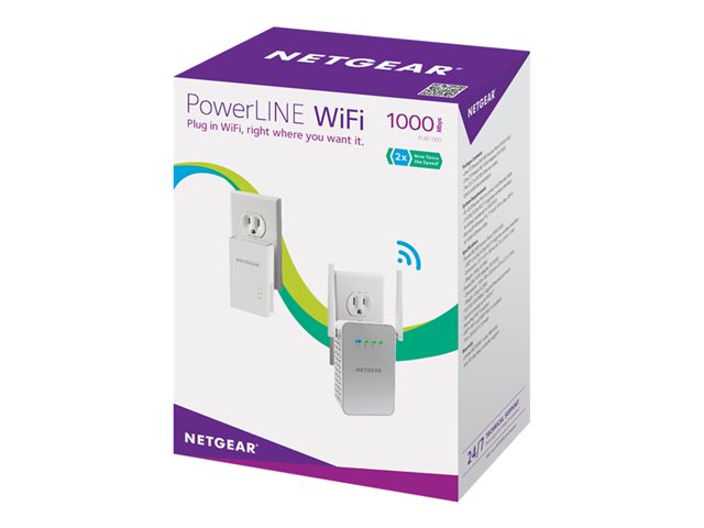 NETGEAR Powerline Wireless 1000 Комплект - 1x PL1000 адаптер 1xPLW1000 WiFi IEEE 2.4 GHz/5 GHz 802.11 b/g/n/ac точка за достъп