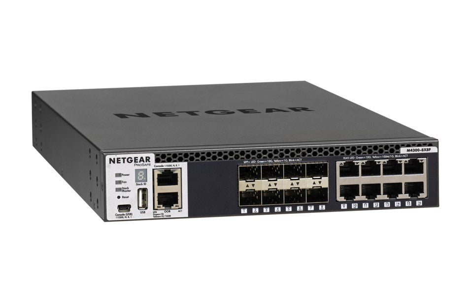 NETGEAR M4300-8X8F Stackable mngd.Switch mit 16x10G incl.8x10GBASE-T + 8xSFP+ Layer 3 SDN-ready Open Flow 1.3