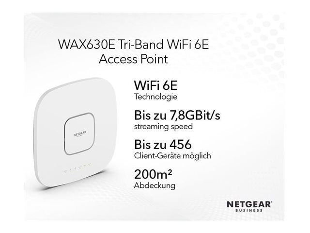 NETGEAR Insight Managed WiFi 6E AXE7800 Tri-Band Access Point WAX630E