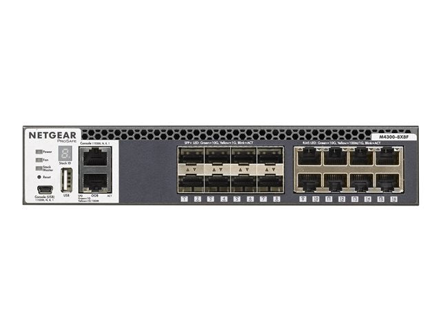 NETGEAR M4300-8X8F Stackable mngd.Switch mit 16x10G incl.8x10GBASE-T + 8xSFP+ Layer 3 SDN-ready Open Flow 1.3